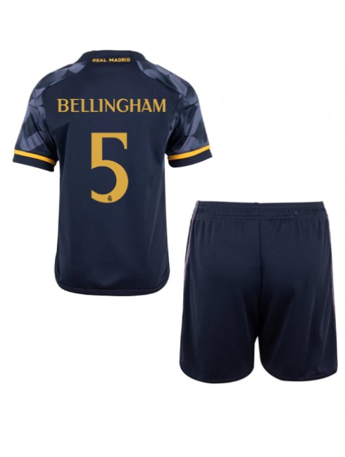 Billige Real Madrid Jude Bellingham #5 Bortedraktsett Barn 2023-24 Kortermet (+ Korte bukser)